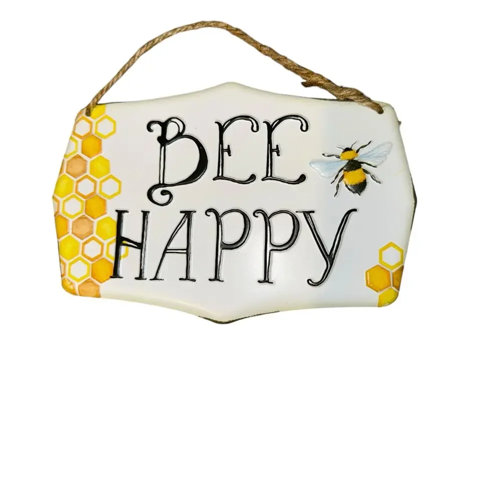 Bee Decor 3 Piece Bundle Signs Gnome Hive Black Yellow Kitchen Gift Welcome